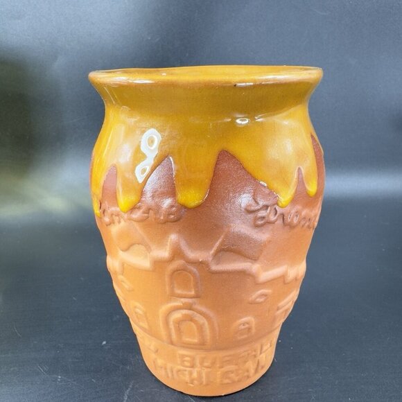 New Buffalo Michigan Mexico RedWare Pottery Vase Vessel Planter Drip Glaze VTG - Picture 10 of 13